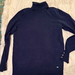 Chaps Navy Turtleneck Sweater with Buttoned Cuffs